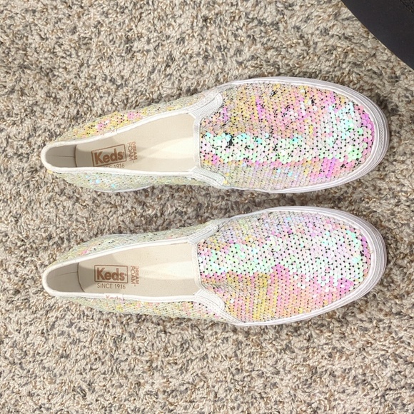 Keds Double Decker Glitter Celebrations Slip On Womens 10 Sequin Pump - Picture 1 of 7